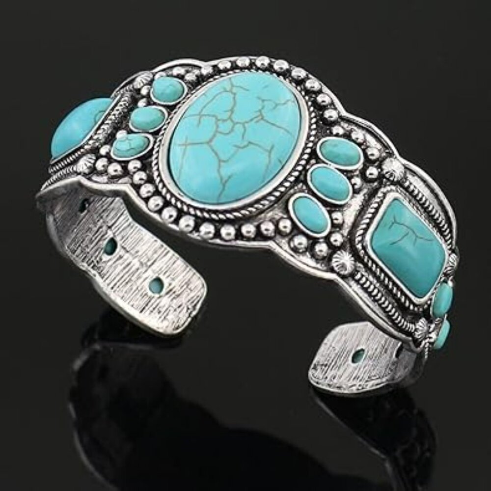 Turquoise‎ Bracelet Cuff Bangle Fashion Boho Jewelry Silver New Statement Piece